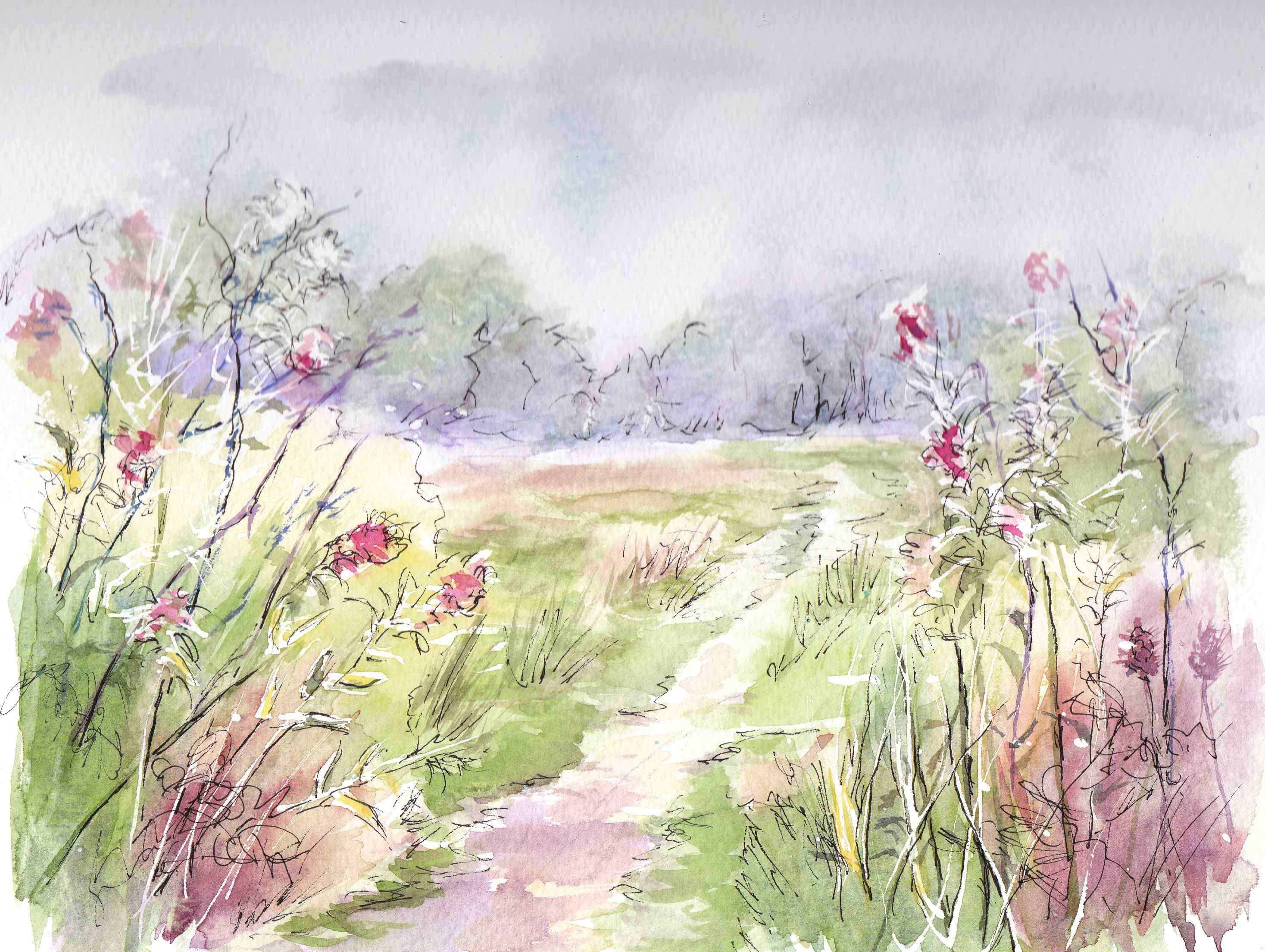 Footpath with willowherb F A Jackson